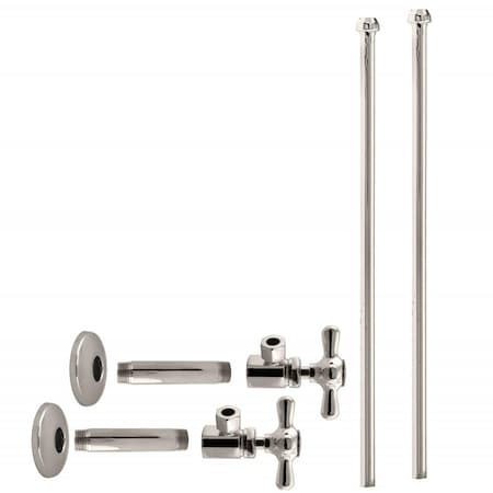 Westbrass Faucet Kit, 1/2" IPS x 3/8" OD x 20" Bullnose in Polished Nickel D103KBNX-05